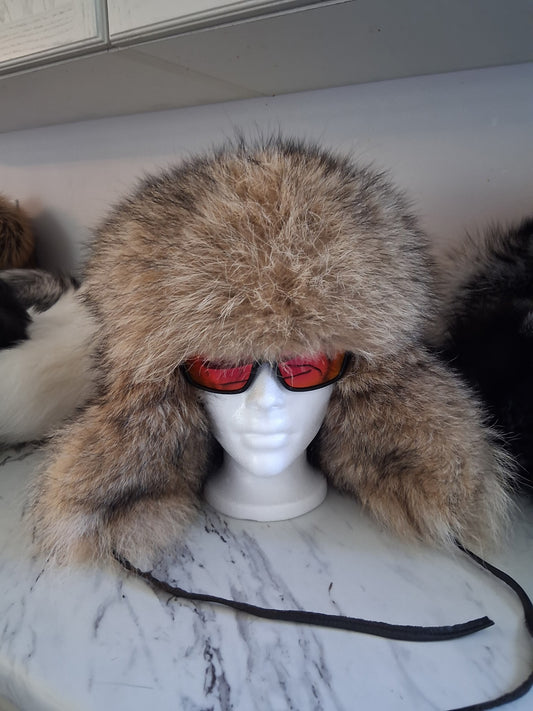 Canadian Coyote Full Fur trapper Hat