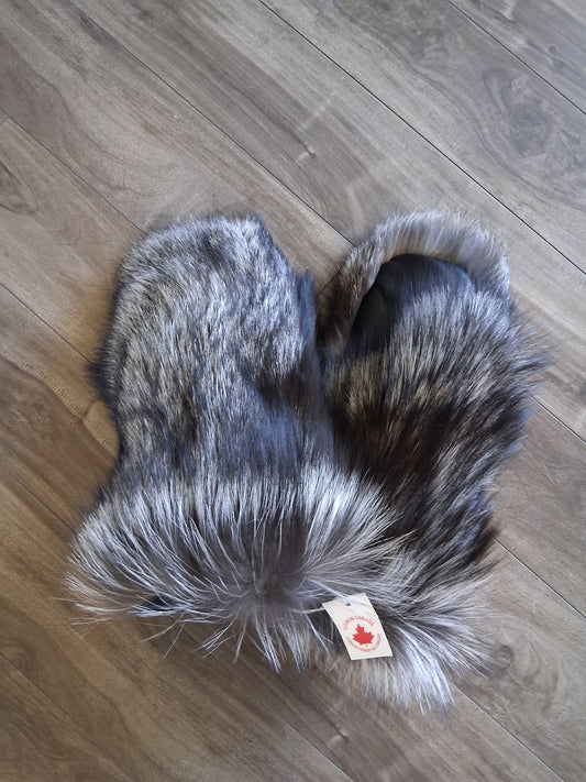 Canadian Silver Fox Fur Mitts