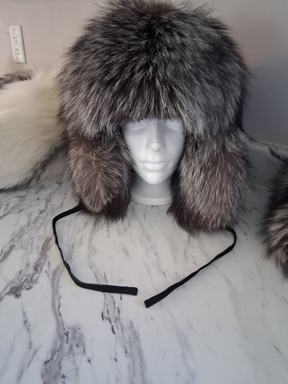 Pearl fox full Fur trapper Hat