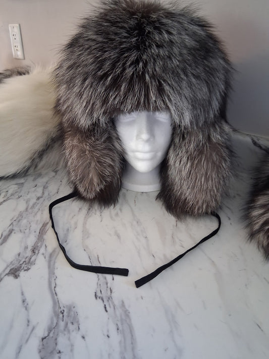 Pearl fox full Fur trapper Hat